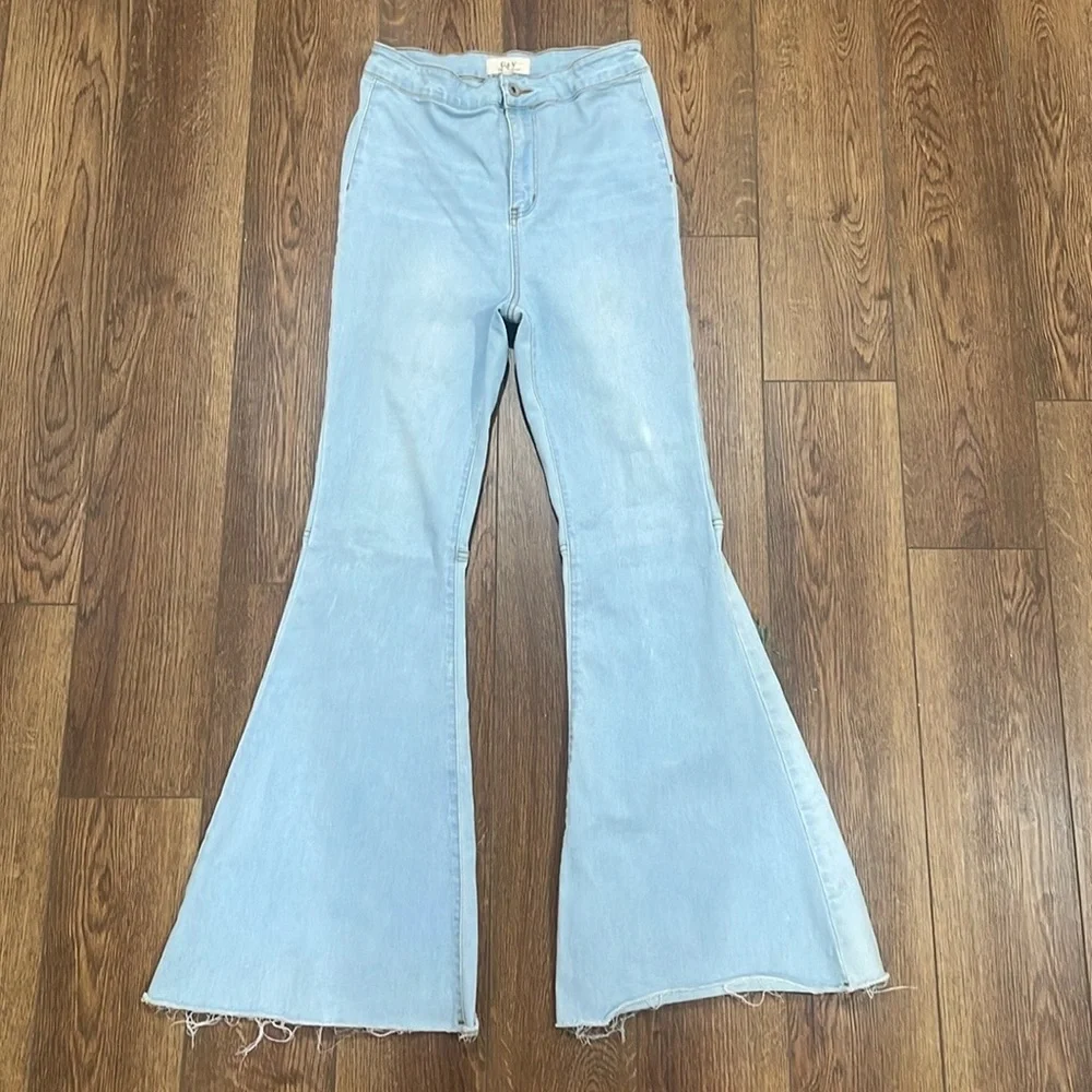 C&V High Rise Raw Edge Flare Jeans - Picture 1 of 4